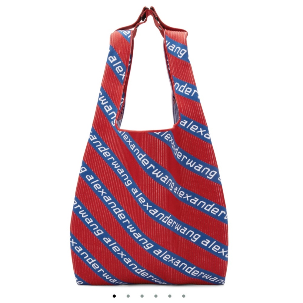 Alexander Wang Red Knit Jacquard Shopper Tote